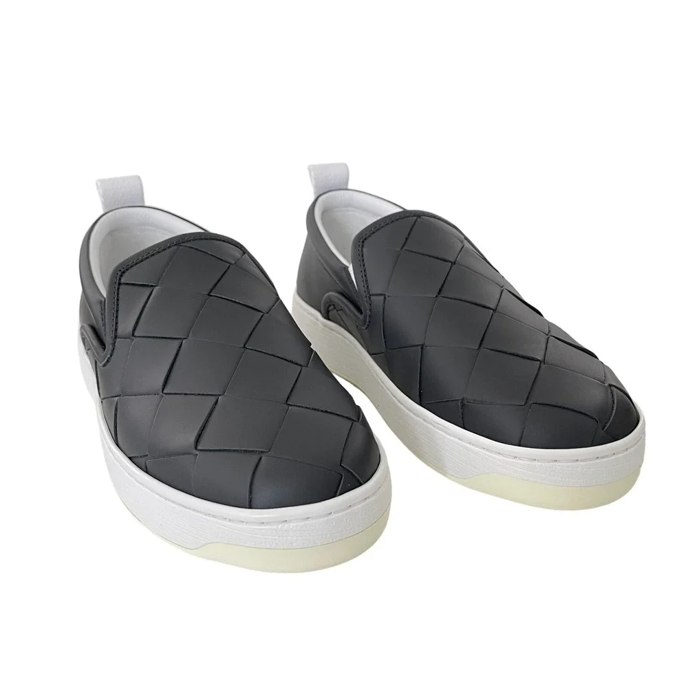 Bottega Veneta 578303 Women's Ardoise Leather intrecciato Loafers shoes, 38‎